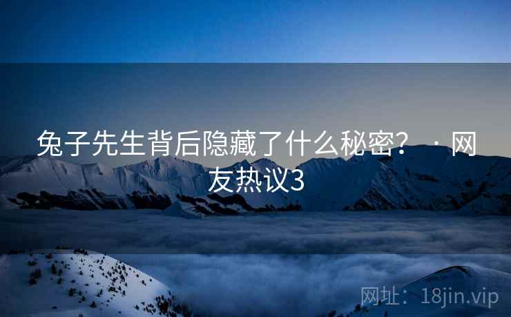 兔子先生背后隐藏了什么秘密？ · 网友热议3